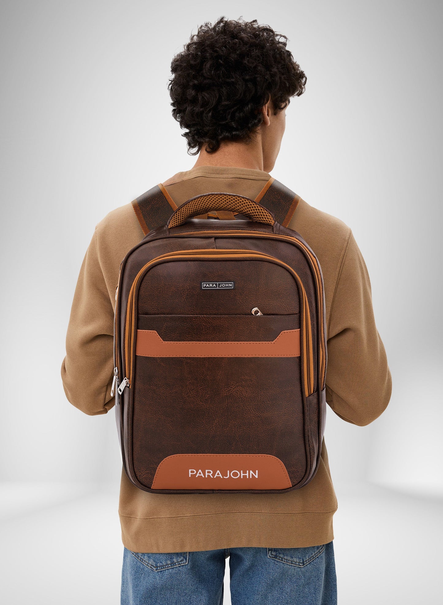 Parajohn PU Leather Backpack – 16” Stylish & Durable Multi-Compartment Laptop Bag (34x14x45 cm) PARAJOHN UAE