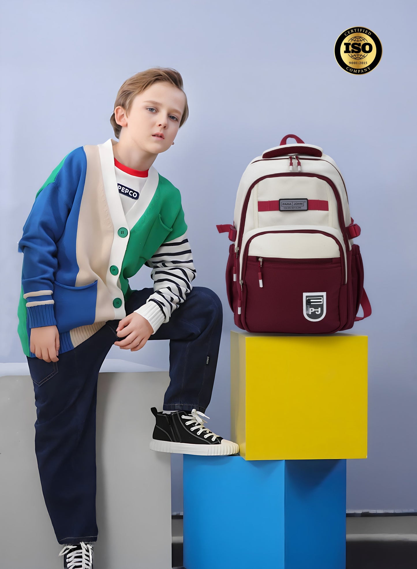 Parajohn Junior Schoolbag for Boys & Girls 18 inches– 20L Lightweight Polyester Bookbag with Hidden Back Pocket, Water-Resistant Kids Travel Daypack PARAJOHN UAE