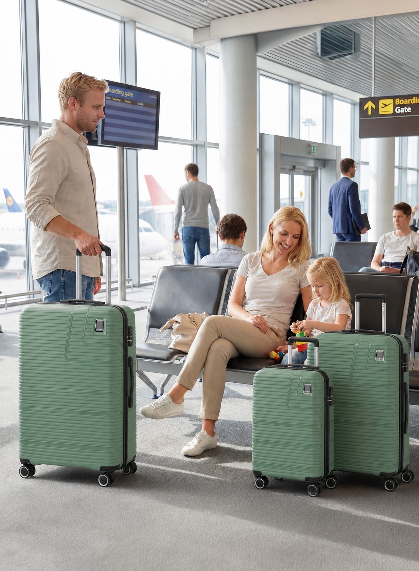 Parajohn Fortico Expandable 3-Piece Luggage Set, 20/24/28 Inch PP Hard Case Trolley Bags with 360° Spinner Wheels, Anti-Theft Zipper & Strong Telescopic Handle