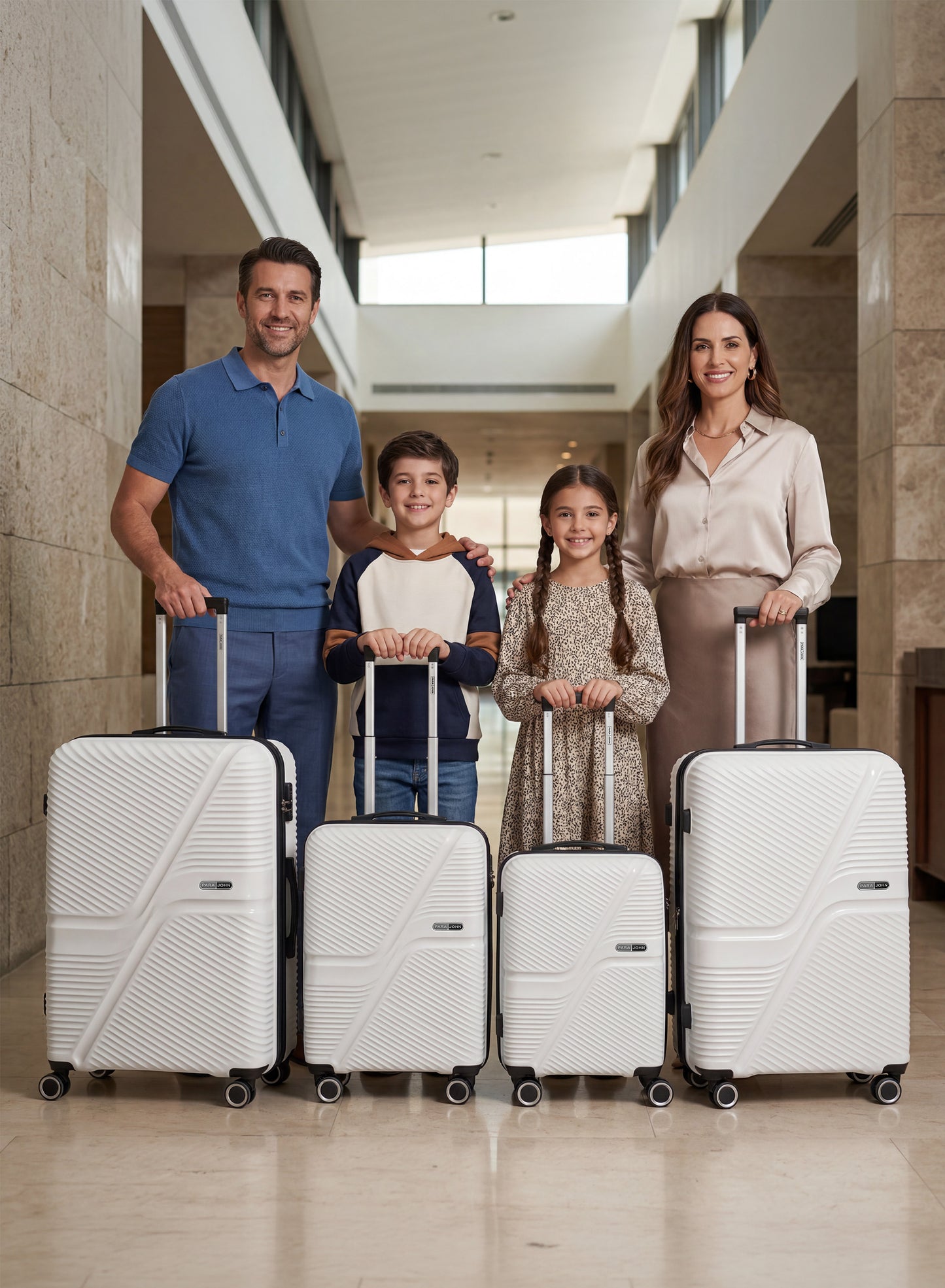 Para John 4-Piece PP Hardshell Luggage Set, 20/24/28/32 Inch, Expandable Trolley Suitcases with 8 Spinner Wheels