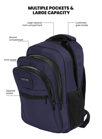 Para John  16.5-Inch Polyester Backpack with Strong Handle, Durable Zippers & Side Mesh Pockets