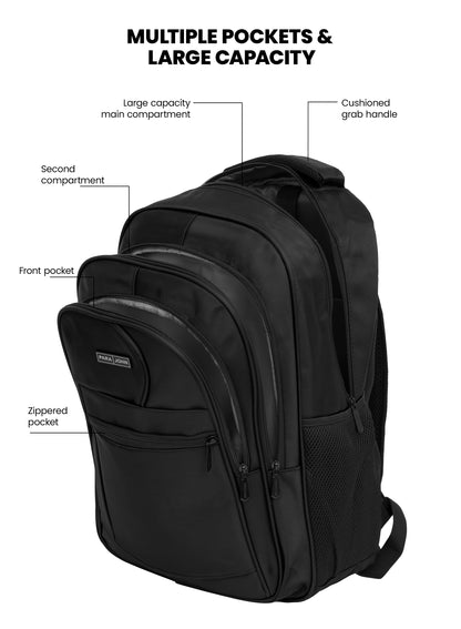 Para John  16.5-Inch Polyester Backpack with Strong Handle, Durable Zippers & Side Mesh Pockets