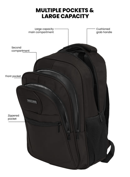 Para John  16.5-Inch Polyester Backpack with Strong Handle, Durable Zippers & Side Mesh Pockets