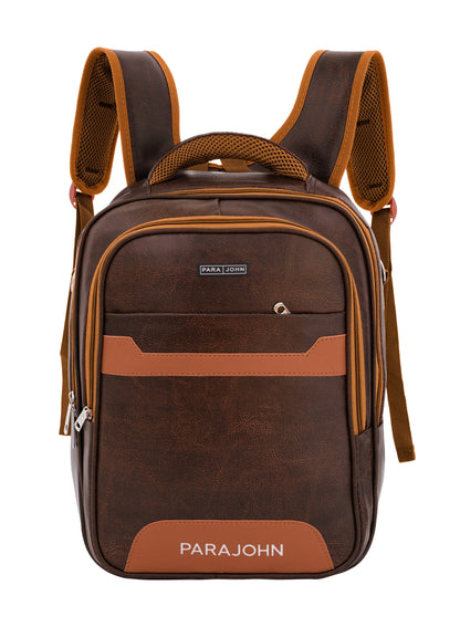 Elegant Para John Leather Backpack with Easy Grab Handle - Brown