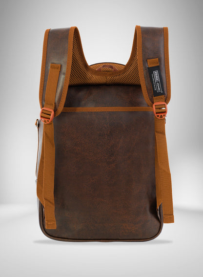 Elegant Para John Leather Backpack with Easy Grab Handle - Brown
