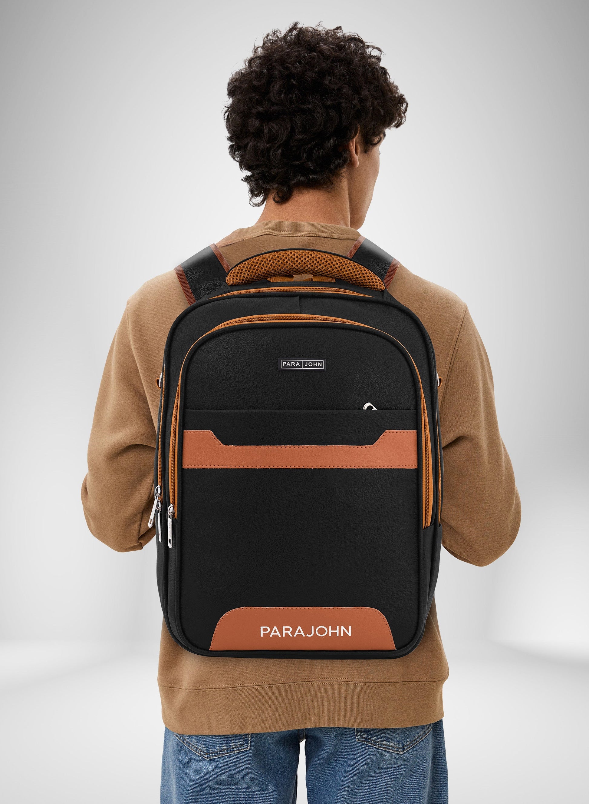 Parajohn PU Leather Backpack – 16” Stylish & Durable Multi-Compartment Laptop Bag (34x14x45 cm)  PARAJOHN UAE