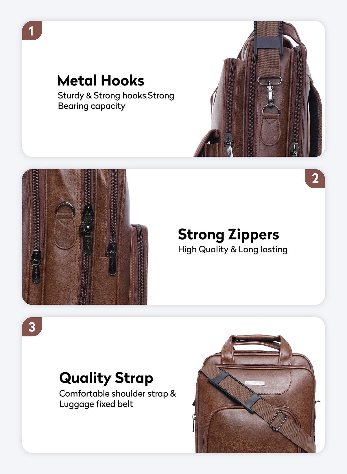 ParaJohn PJLB8002 16" PVC Leather Laptop Bag Lightweight Professional Briefcase with Adjustable Side Strap and Comfortable Handle  PARAJOHN UAE