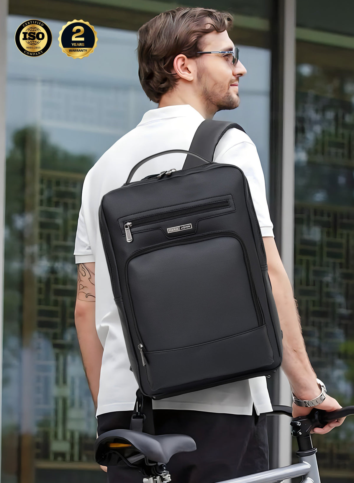PARA JOHN ExecForm 16 Inch Laptop Backpack for Men – Premium PU Leather Slim Business Office Bag, Padded & Breathable Design  PARAJOHN UAE