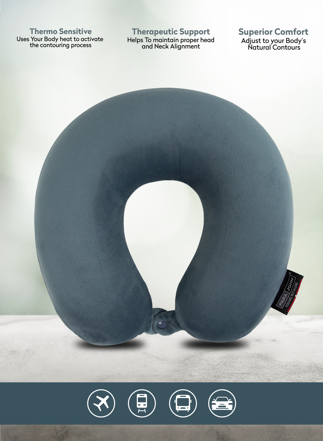Parajohn Memory Foam Neck Pillow — Ultimate Travel Support | Soft Polyester Comfort  PARAJOHN UAE