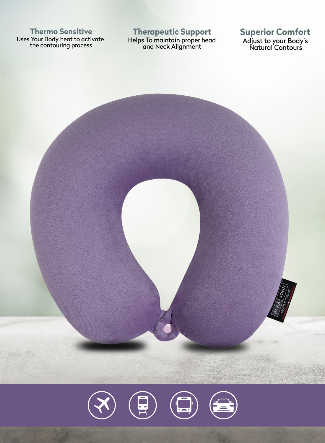 Parajohn Memory Foam Neck Pillow — Ultimate Travel Support | Soft Polyester Comfort  PARAJOHN UAE