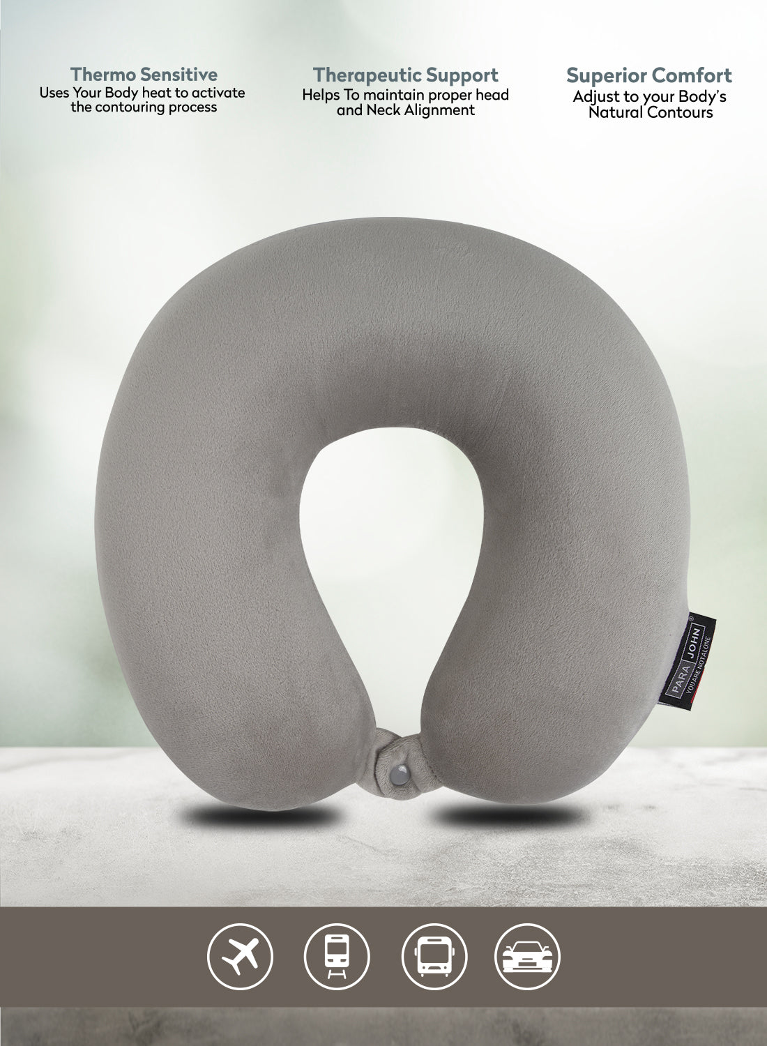 Parajohn Memory Foam Neck Pillow — Ultimate Travel Support | Soft Polyester Comfort  PARAJOHN UAE