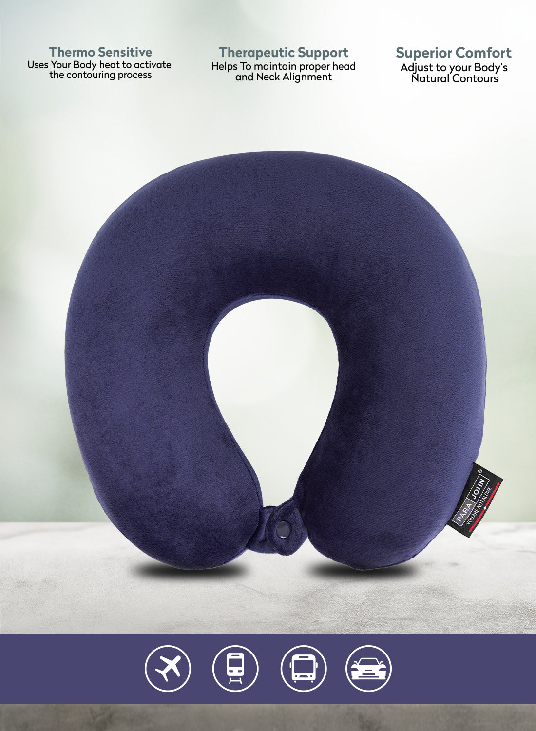 Parajohn Memory Foam Neck Pillow — Ultimate Travel Support | Soft Polyester Comfort  PARAJOHN UAE