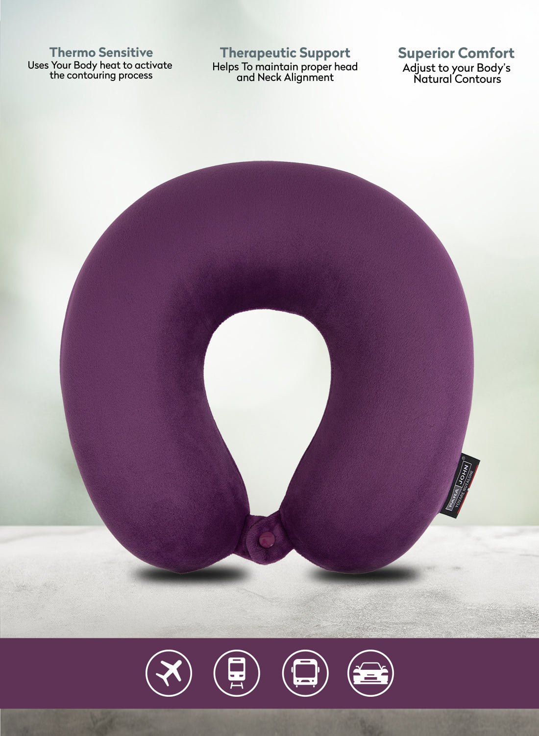 Parajohn Memory Foam Neck Pillow — Ultimate Travel Support | Soft Polyester Comfort  PARAJOHN UAE