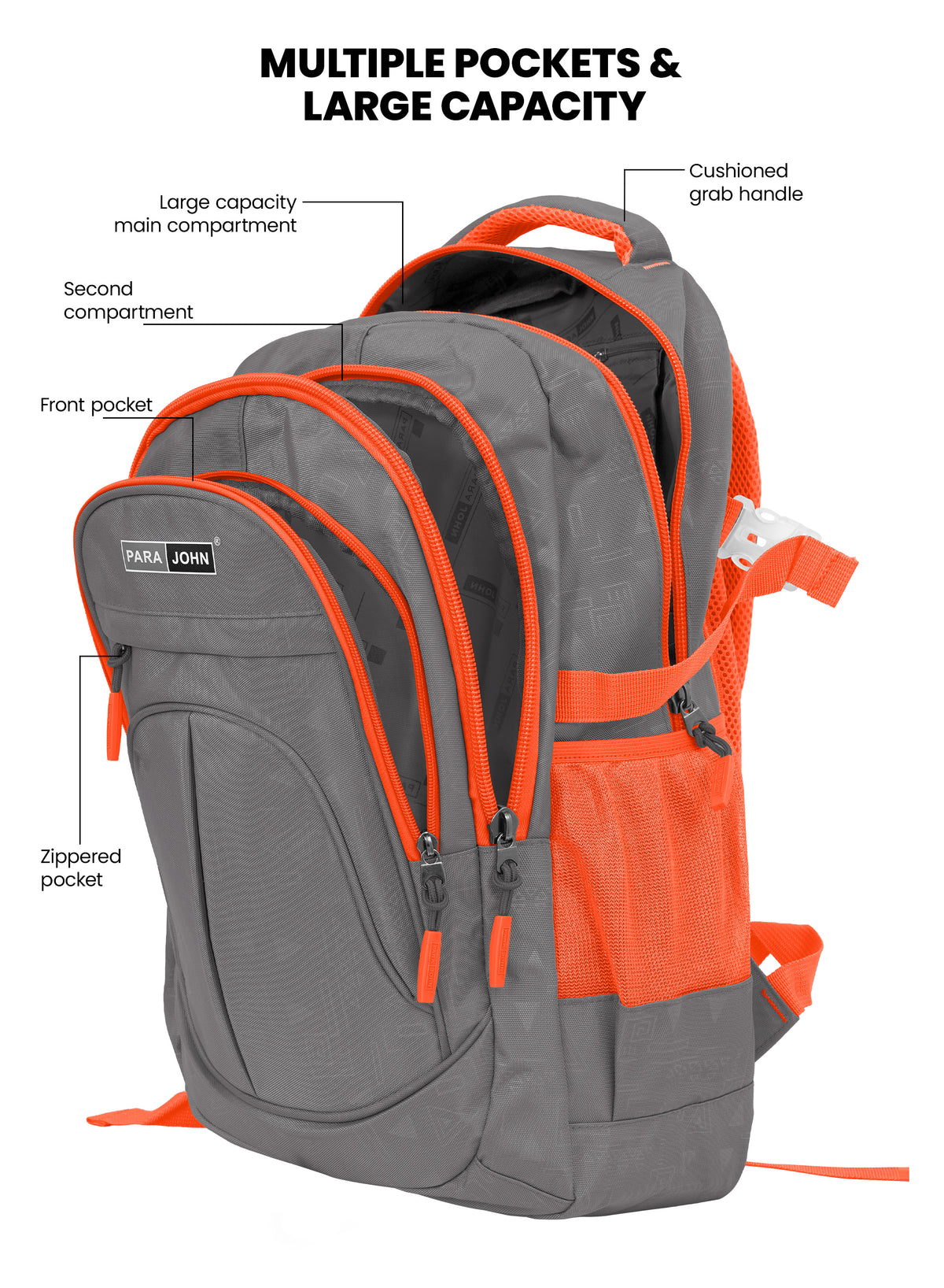 Para John  20/22-Inch School Backpack – Durable Multi-Compartment Polyester Bag