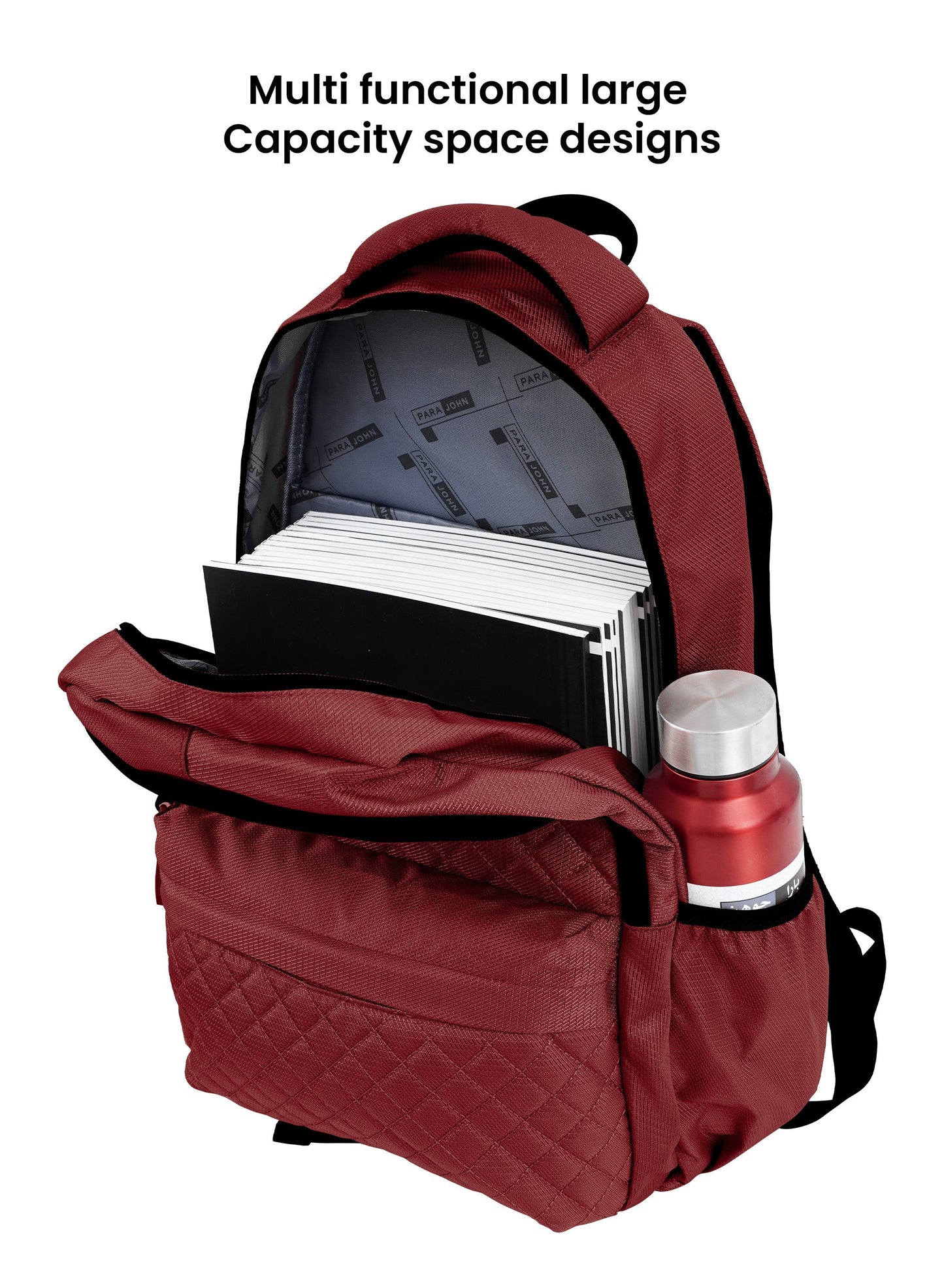 Para john LumiPack 18 inches Quilted School Backpack – 28L Capacity, Stylish & Durable with Multiple Compartments  PARAJOHN UAE