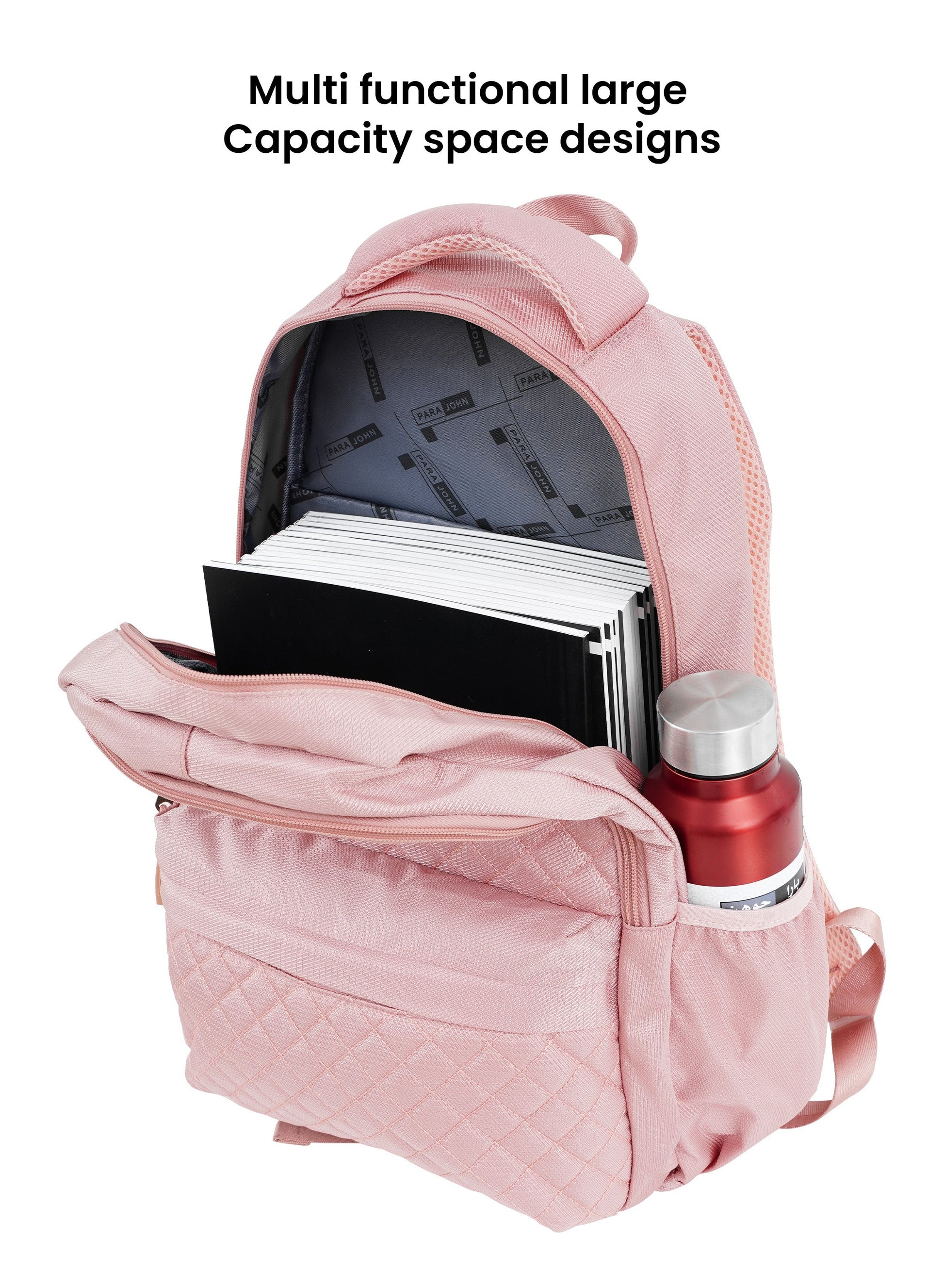 Para john LumiPack 18 inches Quilted School Backpack – 28L Capacity, Stylish & Durable with Multiple Compartments  PARAJOHN UAE