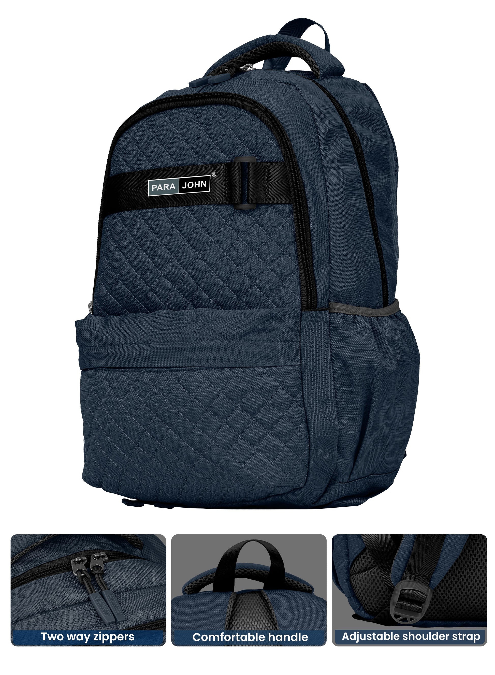 Para john LumiPack 18 inches Quilted School Backpack – 28L Capacity, Stylish & Durable with Multiple Compartments  PARAJOHN UAE