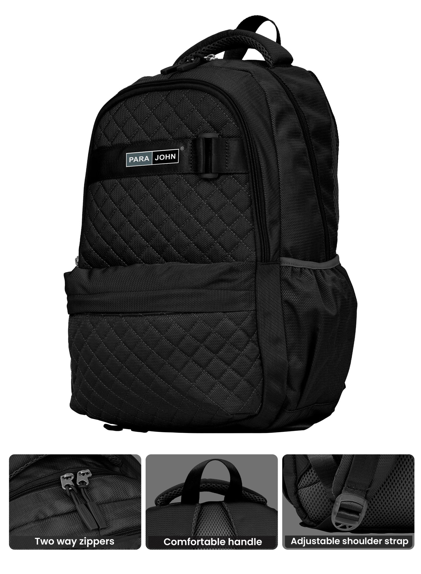 Para john LumiPack 18 inches Quilted School Backpack – 28L Capacity, Stylish & Durable with Multiple Compartments  PARAJOHN UAE