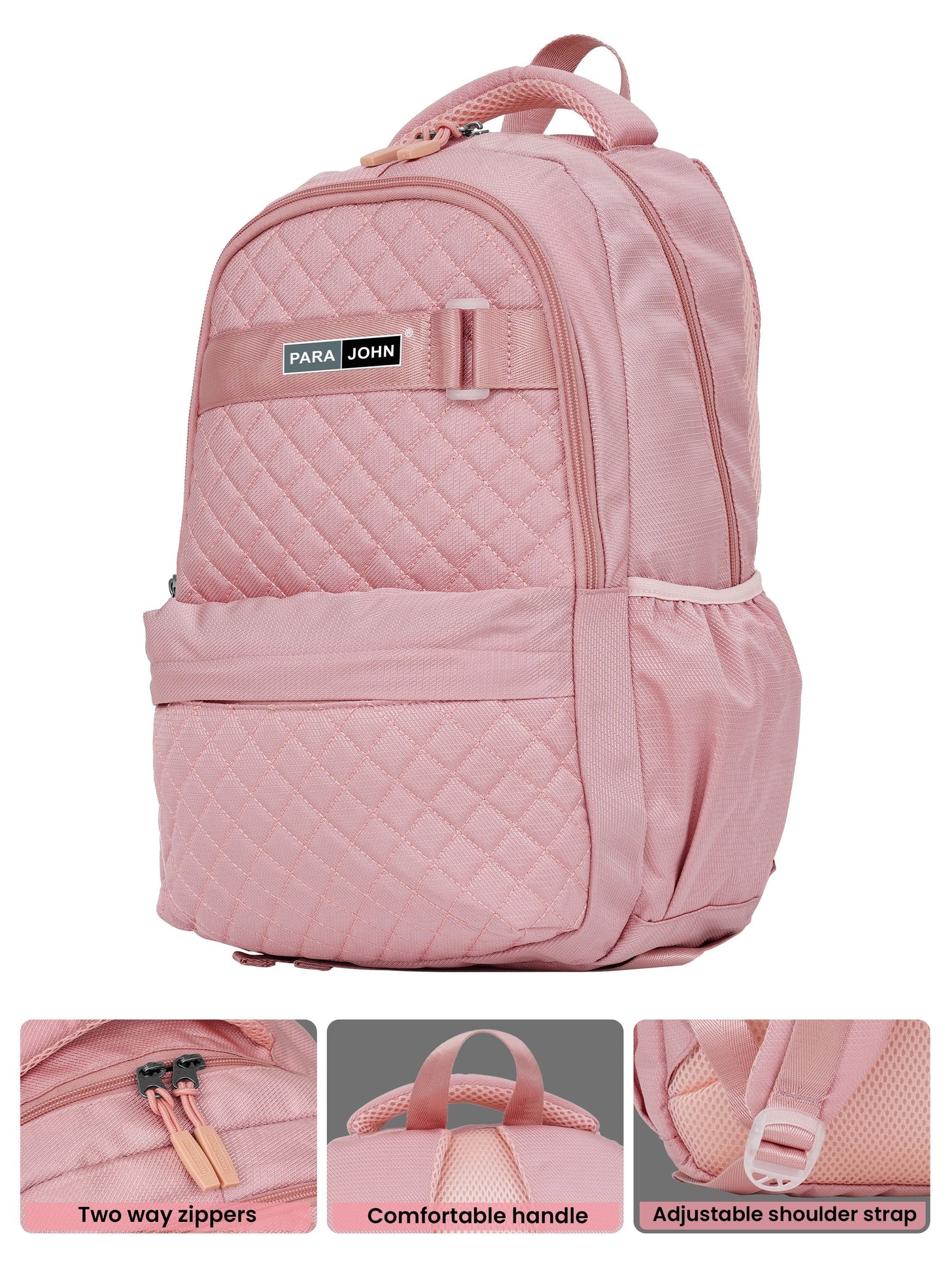 Para john LumiPack 18 inches Quilted School Backpack – 28L Capacity, Stylish & Durable with Multiple Compartments  PARAJOHN UAE