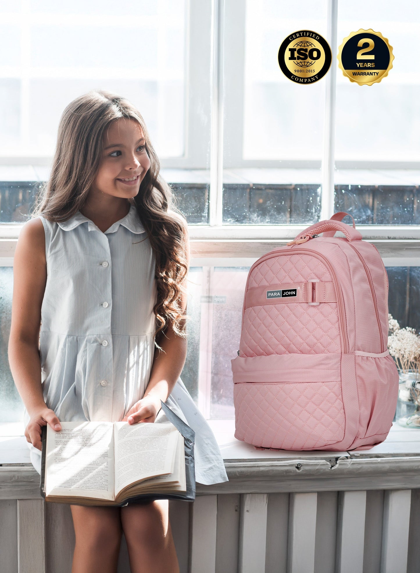 Para john LumiPack 18 inches Quilted School Backpack – 28L Capacity, Stylish & Durable with Multiple Compartments  PARAJOHN UAE