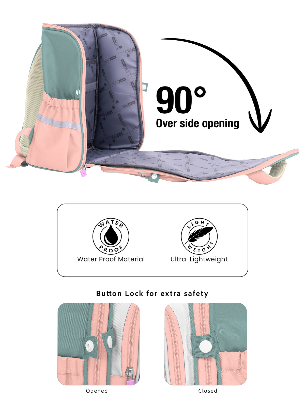 Para John PJSB6093 CandyPack 15-Inch School Backpack, Lightweight Waterproof Nylon Bag
