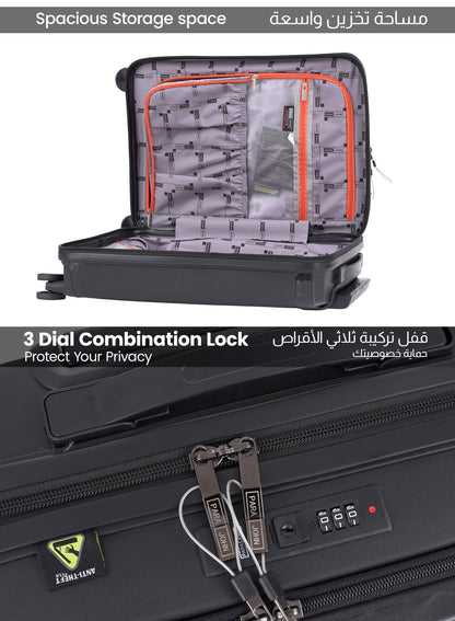 Parajohn  20-Inch Front-Open Cabin Luggage with Laptop Compartment, 8 Wheels & 3-Dial Lock