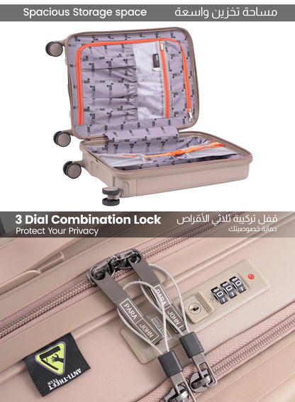 Parajohn  20-Inch Front-Open Cabin Luggage with Laptop Compartment, 8 Wheels & 3-Dial Lock