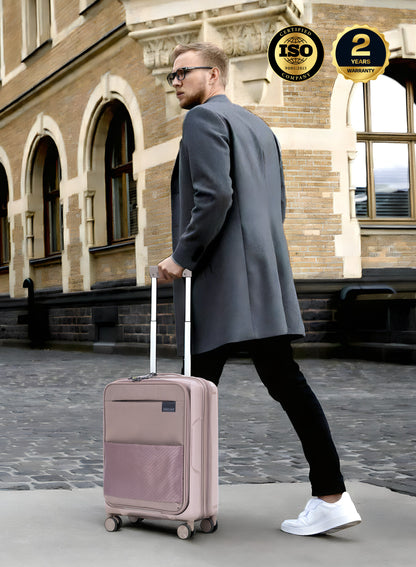Parajohn  20-Inch Front-Open Cabin Luggage with Laptop Compartment, 8 Wheels & 3-Dial Lock