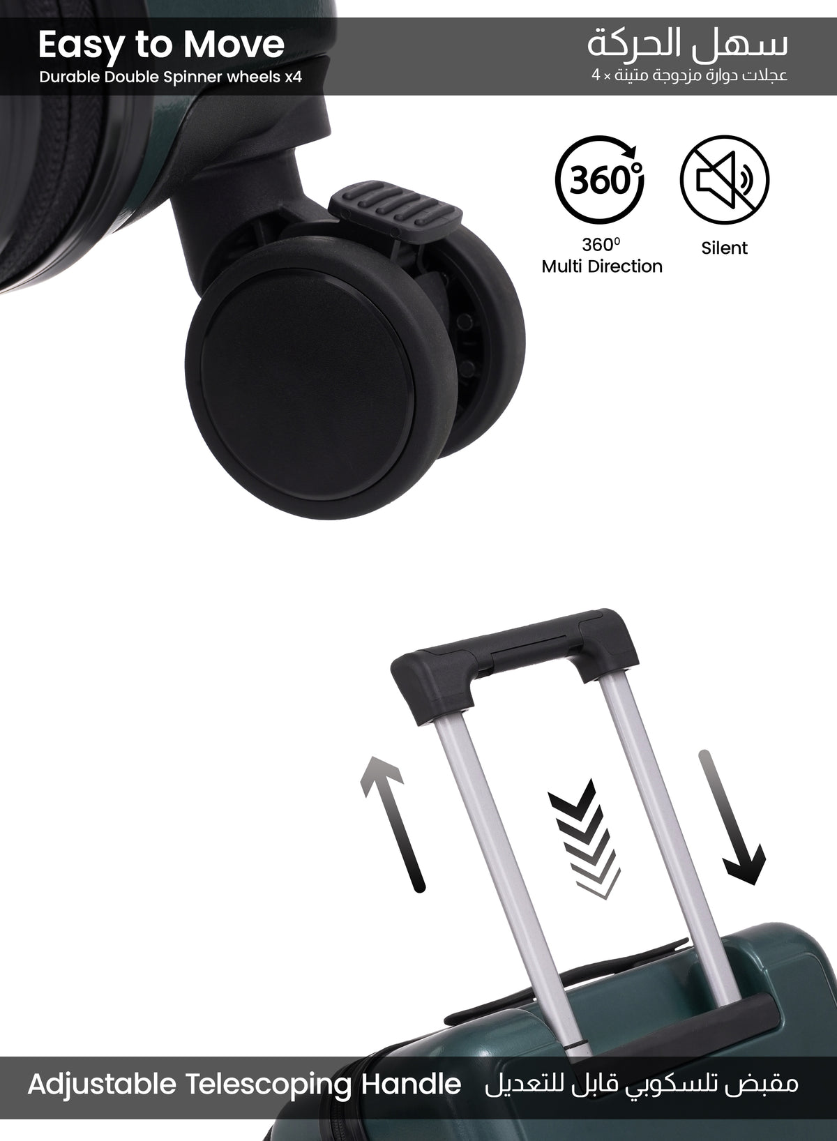 Parajohn  20-Inch ABS Cabin Luggage with Cup Holder & Mobile Holder, 8-Wheel 360° Spinner Trolley Suitcase, Lightweight Hard Shell Travel Luggage