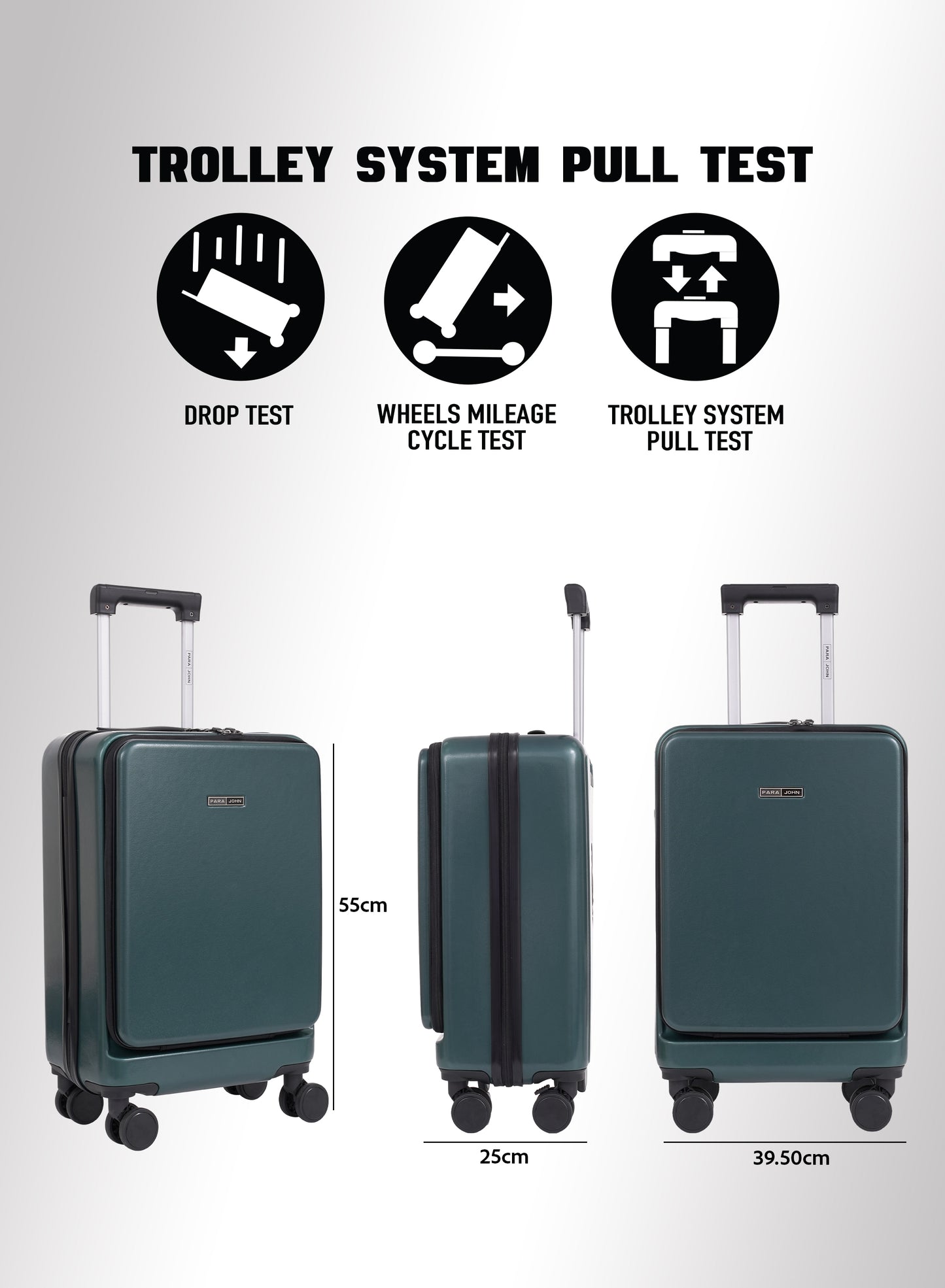 Parajohn Front Open Cabin Size 20 inches luggage with Premium ABS Material- 55 cms carrying 10kg|8 Wheels Hard Sided Trolley (Copy)