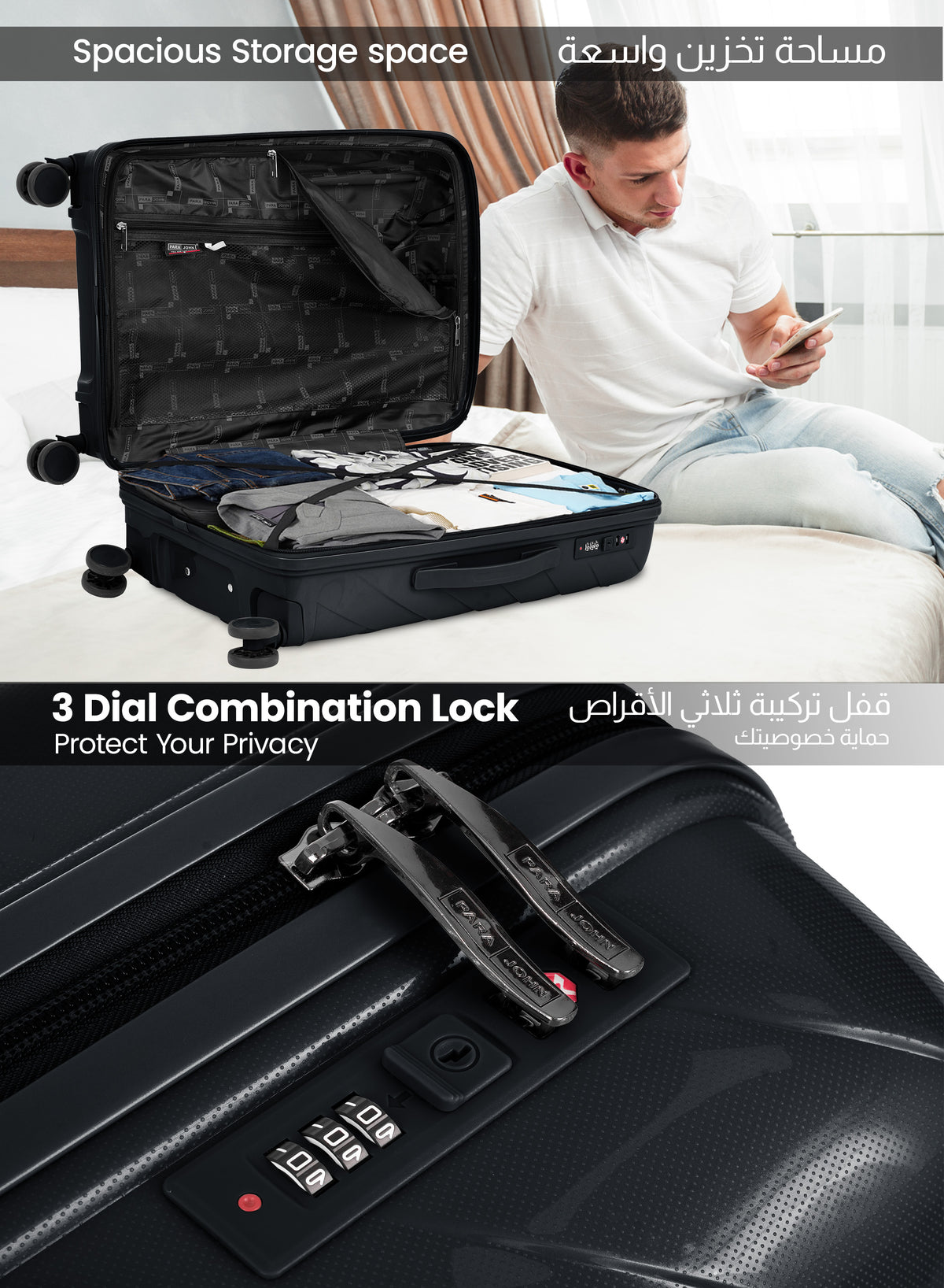 Parajohn Strion Mini  20-Inch PP Hardside Cabin Luggage, Lightweight 8-Wheel 360° Spinner Trolley Bag, Carry-On Travel Suitcase