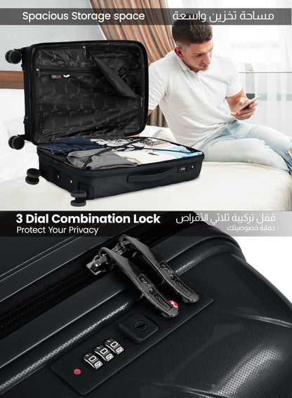 Parajohn Strion Mini  20-Inch PP Hardside Cabin Luggage, Lightweight 8-Wheel 360° Spinner Trolley Bag, Carry-On Travel Suitcase