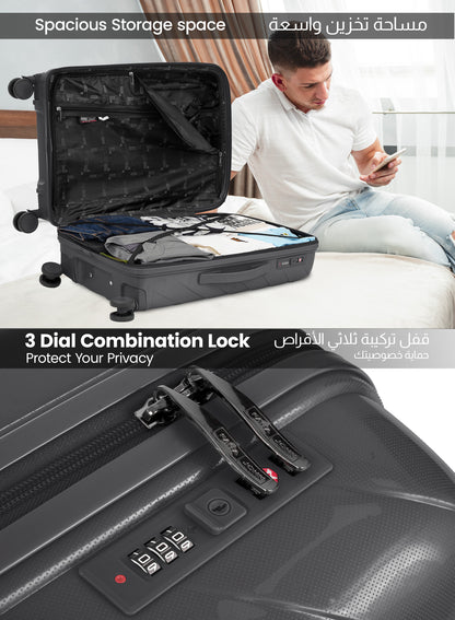 Parajohn Strion Mini  20-Inch PP Hardside Cabin Luggage, Lightweight 8-Wheel 360° Spinner Trolley Bag, Carry-On Travel Suitcase