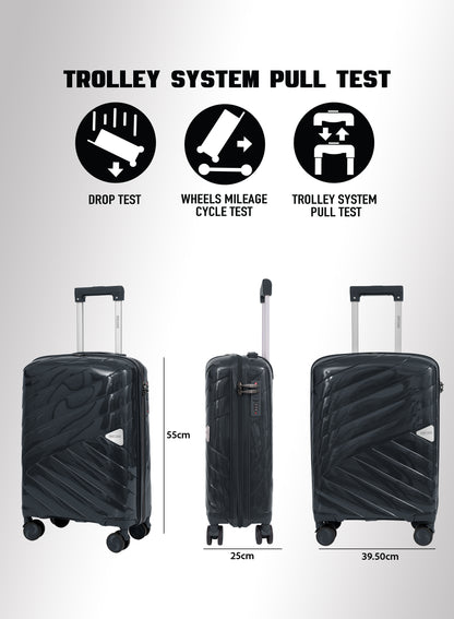 Parajohn Strion Mini  20-Inch PP Hardside Cabin Luggage, Lightweight 8-Wheel 360° Spinner Trolley Bag, Carry-On Travel Suitcase