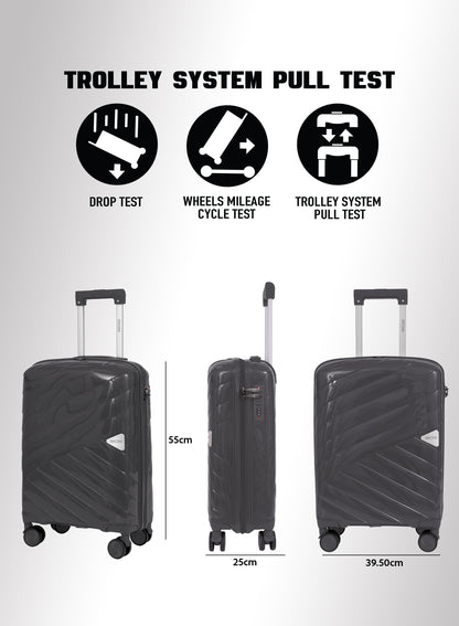 Parajohn Strion Mini  20-Inch PP Hardside Cabin Luggage, Lightweight 8-Wheel 360° Spinner Trolley Bag, Carry-On Travel Suitcase