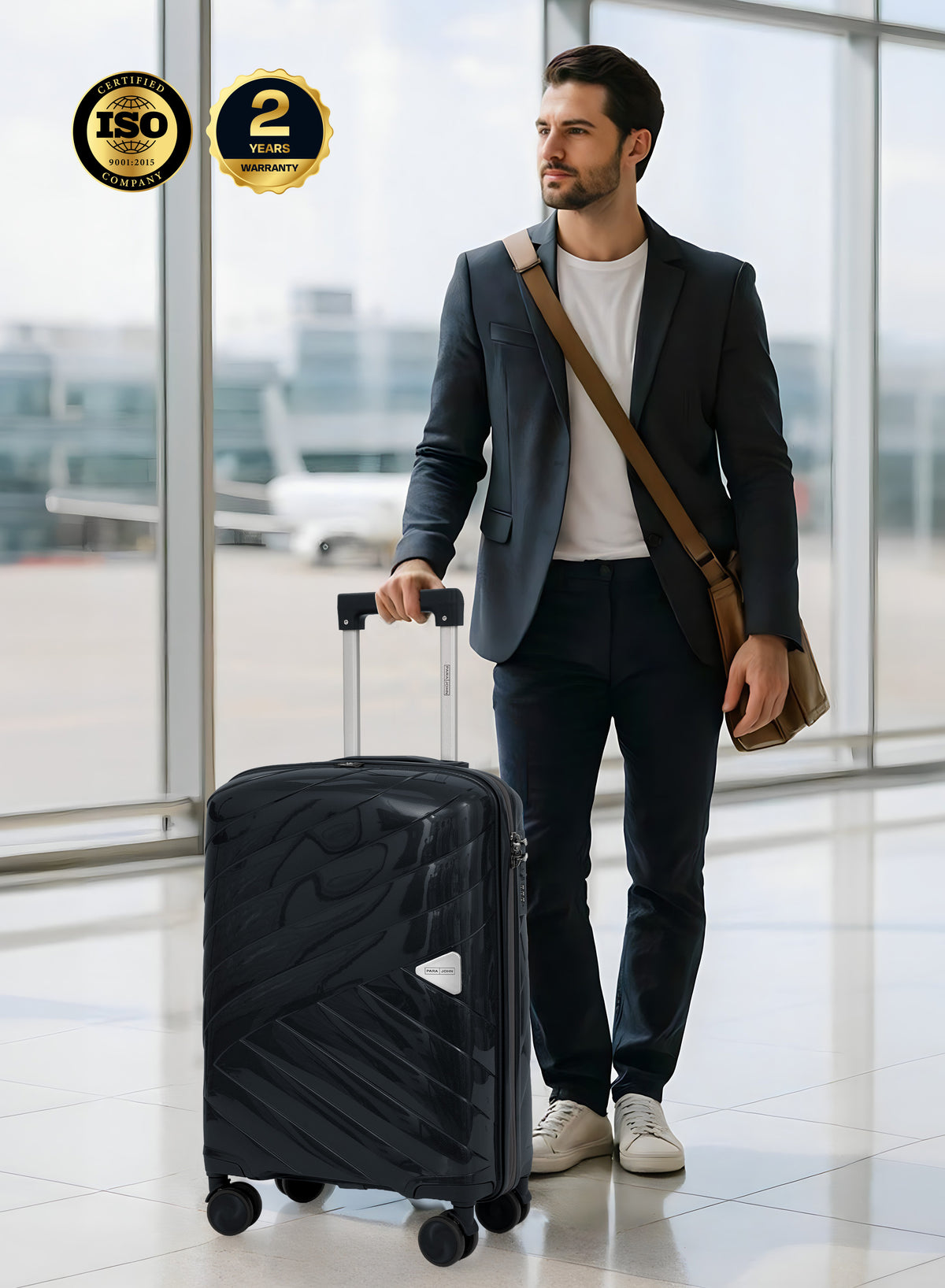 Parajohn Strion Mini  20-Inch PP Hardside Cabin Luggage, Lightweight 8-Wheel 360° Spinner Trolley Bag, Carry-On Travel Suitcase