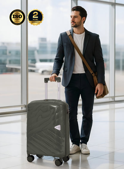 Parajohn Strion Mini  20-Inch PP Hardside Cabin Luggage, Lightweight 8-Wheel 360° Spinner Trolley Bag, Carry-On Travel Suitcase