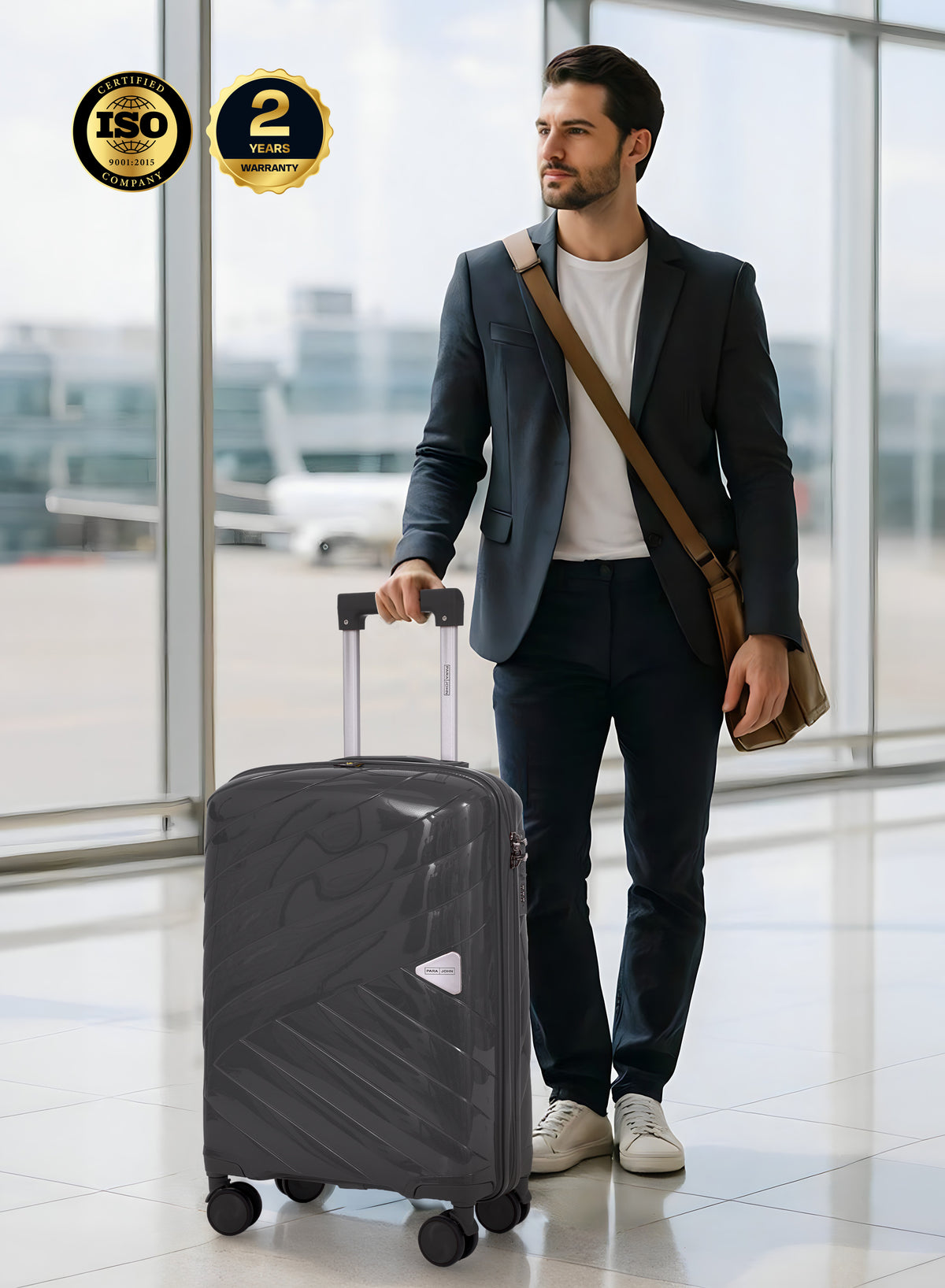 Parajohn Strion Mini  20-Inch PP Hardside Cabin Luggage, Lightweight 8-Wheel 360° Spinner Trolley Bag, Carry-On Travel Suitcase