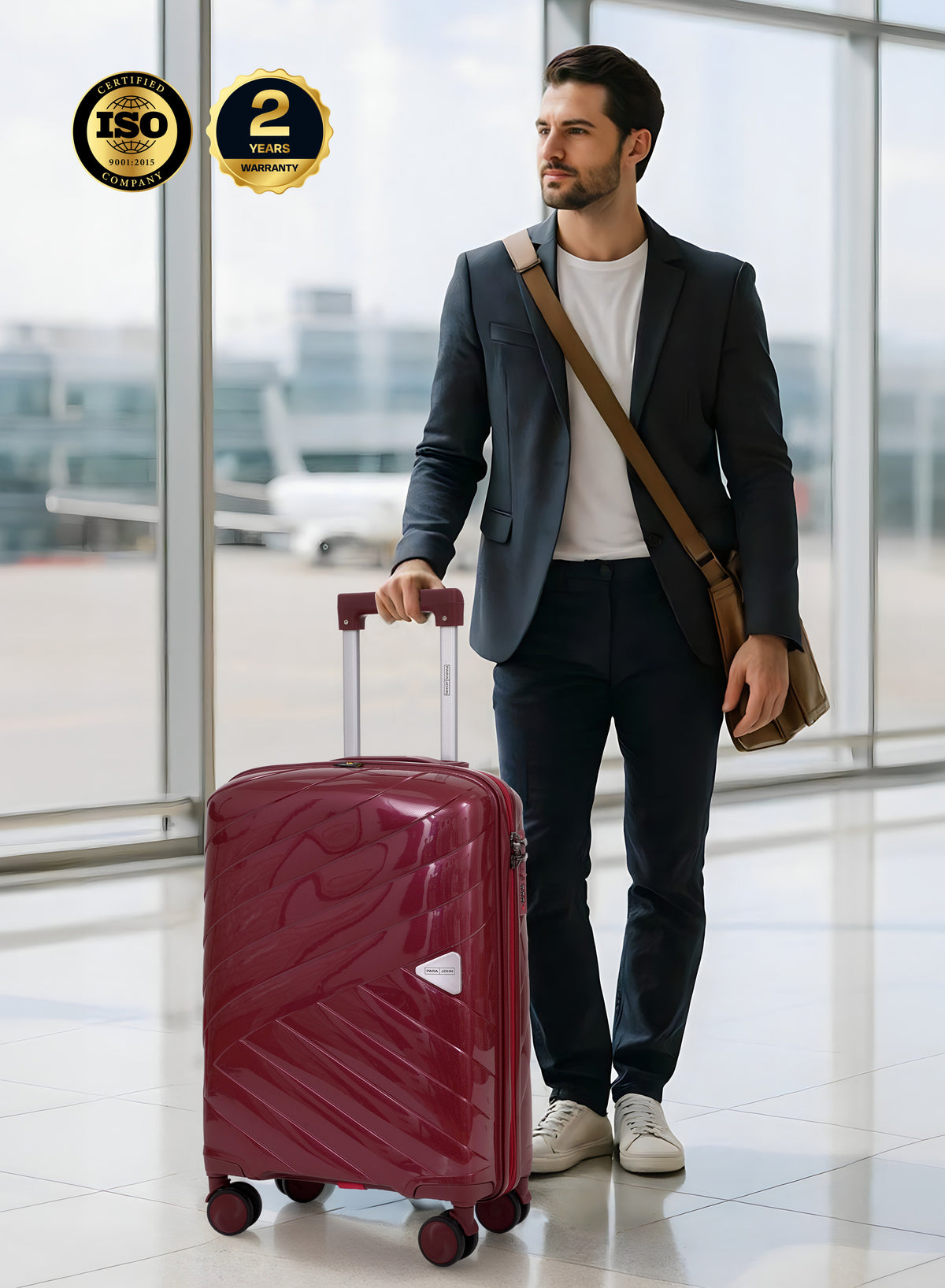 Parajohn Strion Mini  20-Inch PP Hardside Cabin Luggage, Lightweight 8-Wheel 360° Spinner Trolley Bag, Carry-On Travel Suitcase