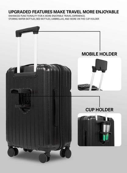 PARAJOHN VerDeX PC Cabin Luggage, 45L Hard Shell Suitcase with 8 Spinner Wheels & Smart Travel Features