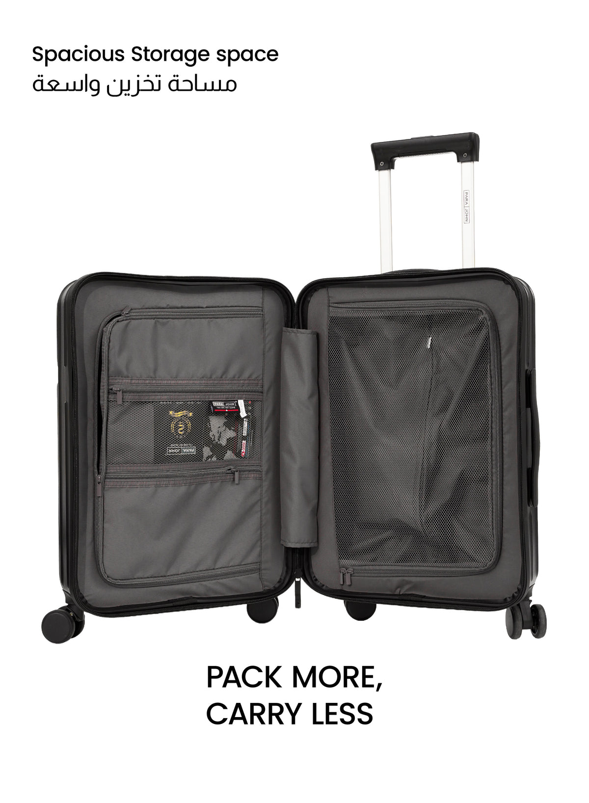 PARAJOHN VerDeX PC Cabin Luggage, 45L Hard Shell Suitcase with 8 Spinner Wheels & Smart Travel Features