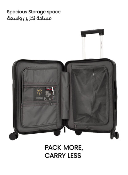 PARAJOHN VerDeX PC Cabin Luggage, 45L Hard Shell Suitcase with 8 Spinner Wheels & Smart Travel Features