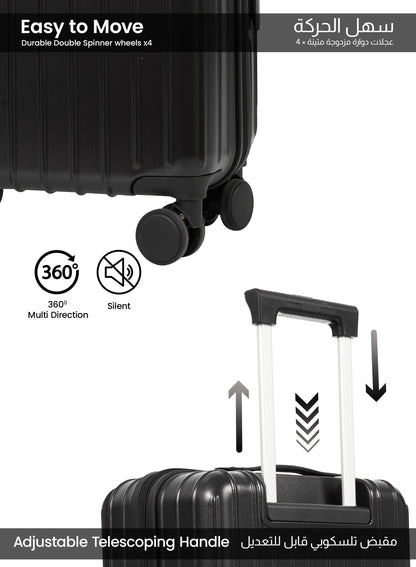 PARAJOHN VerDeX PC Cabin Luggage, 45L Hard Shell Suitcase with 8 Spinner Wheels & Smart Travel Features