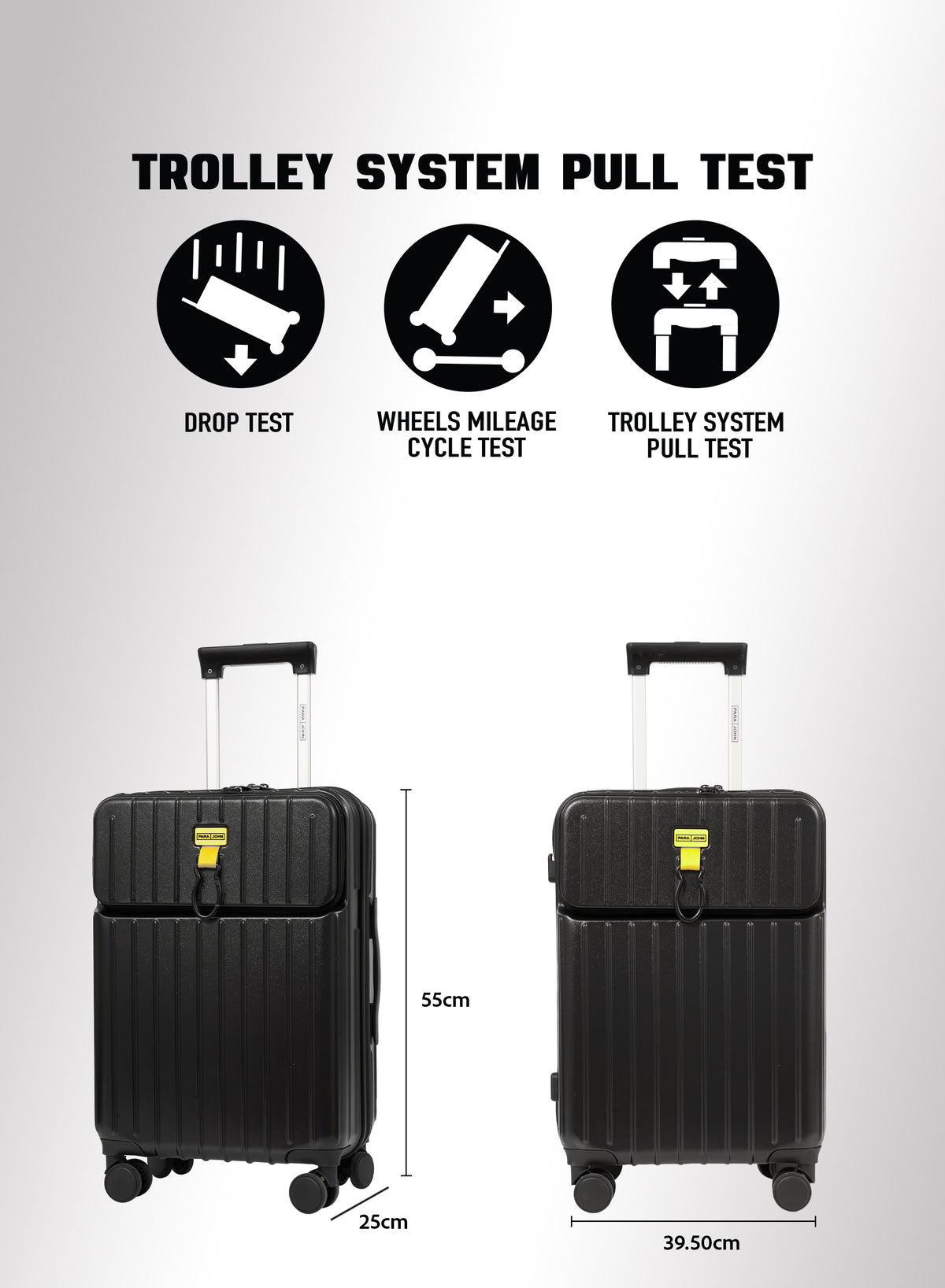 PARAJOHN VerDeX PC Cabin Luggage, 45L Hard Shell Suitcase with 8 Spinner Wheels & Smart Travel Features