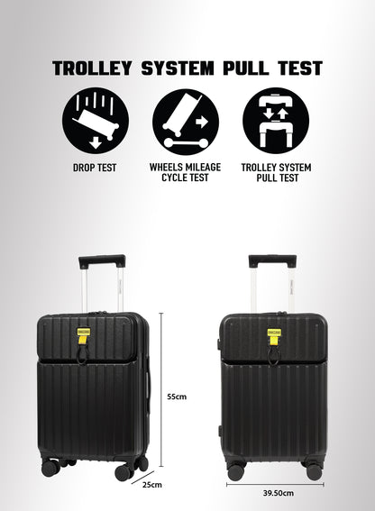 PARAJOHN VerDeX PC Cabin Luggage, 45L Hard Shell Suitcase with 8 Spinner Wheels & Smart Travel Features