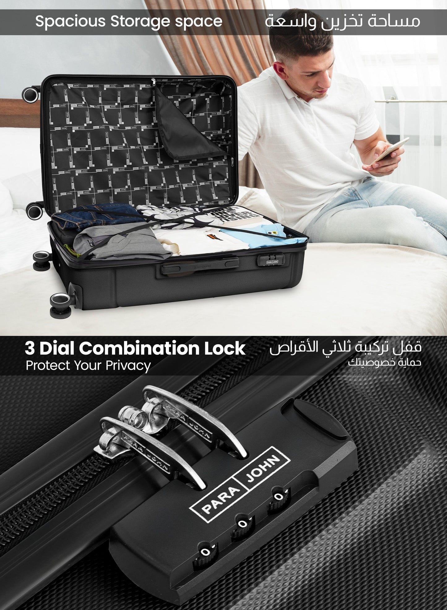 Parajohn Crista Series Set of 2 Luggage | Lightweight Small 10KG & Large 30KG ABS 8 Wheels Trolley Hardsided Travel Suitcase  PARAJOHN UAE