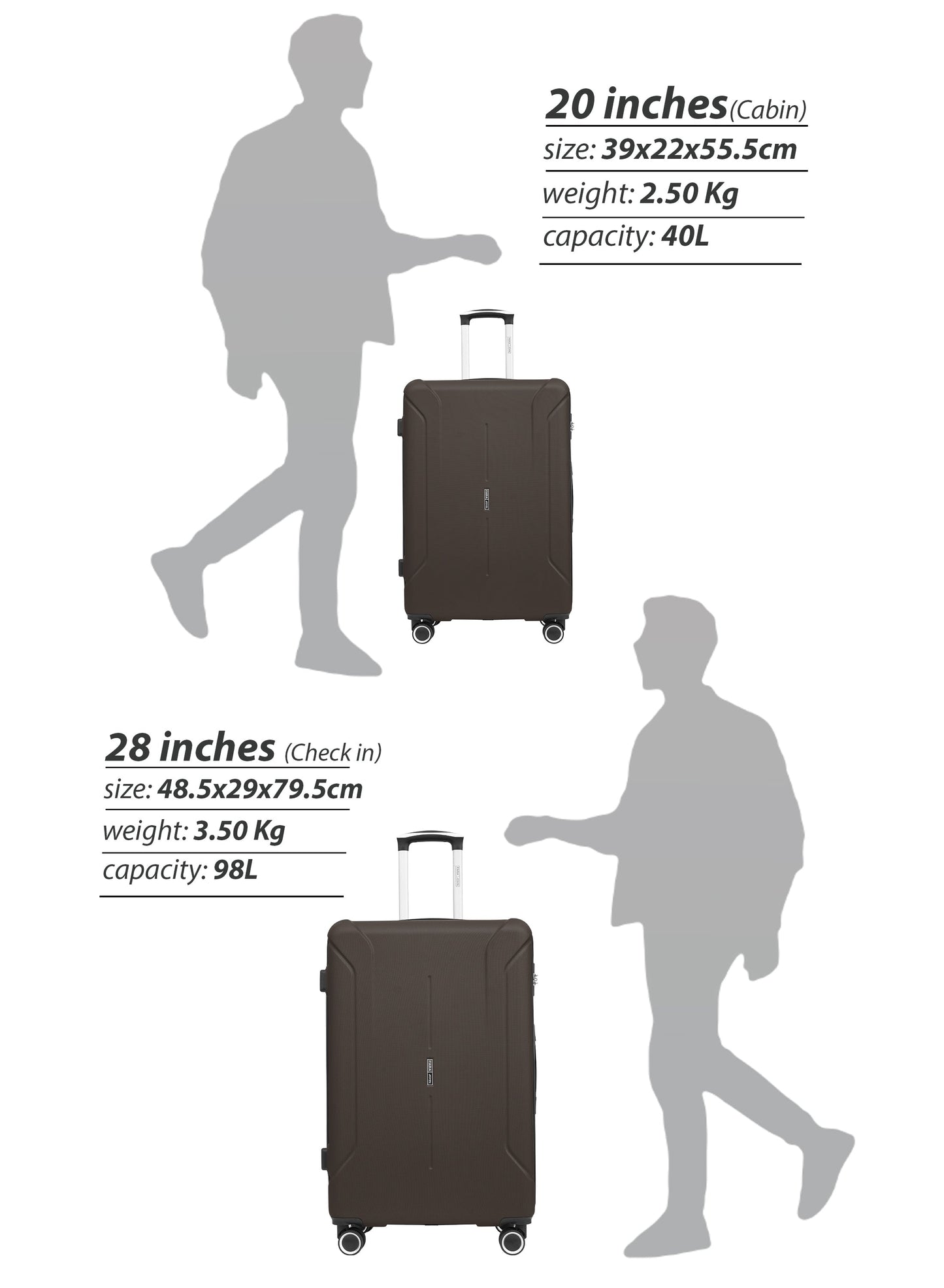 Parajohn Crista Series Set of 2 Luggage | Lightweight Small 10KG & Large 30KG ABS 8 Wheels Trolley Hardsided Travel Suitcase  PARAJOHN UAE