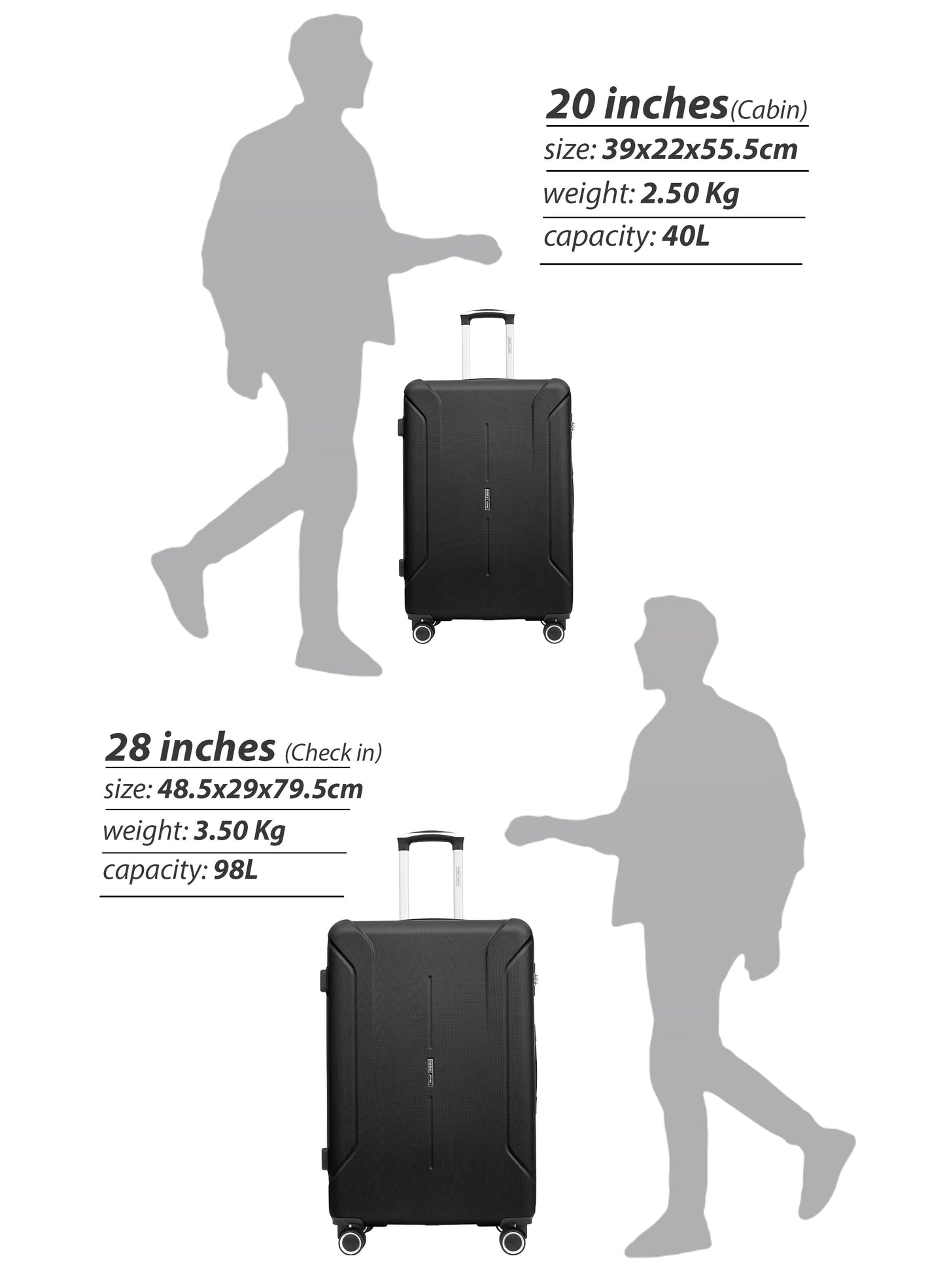 Parajohn Crista Series Set of 2 Luggage | Lightweight Small 10KG & Large 30KG ABS 8 Wheels Trolley Hardsided Travel Suitcase  PARAJOHN UAE