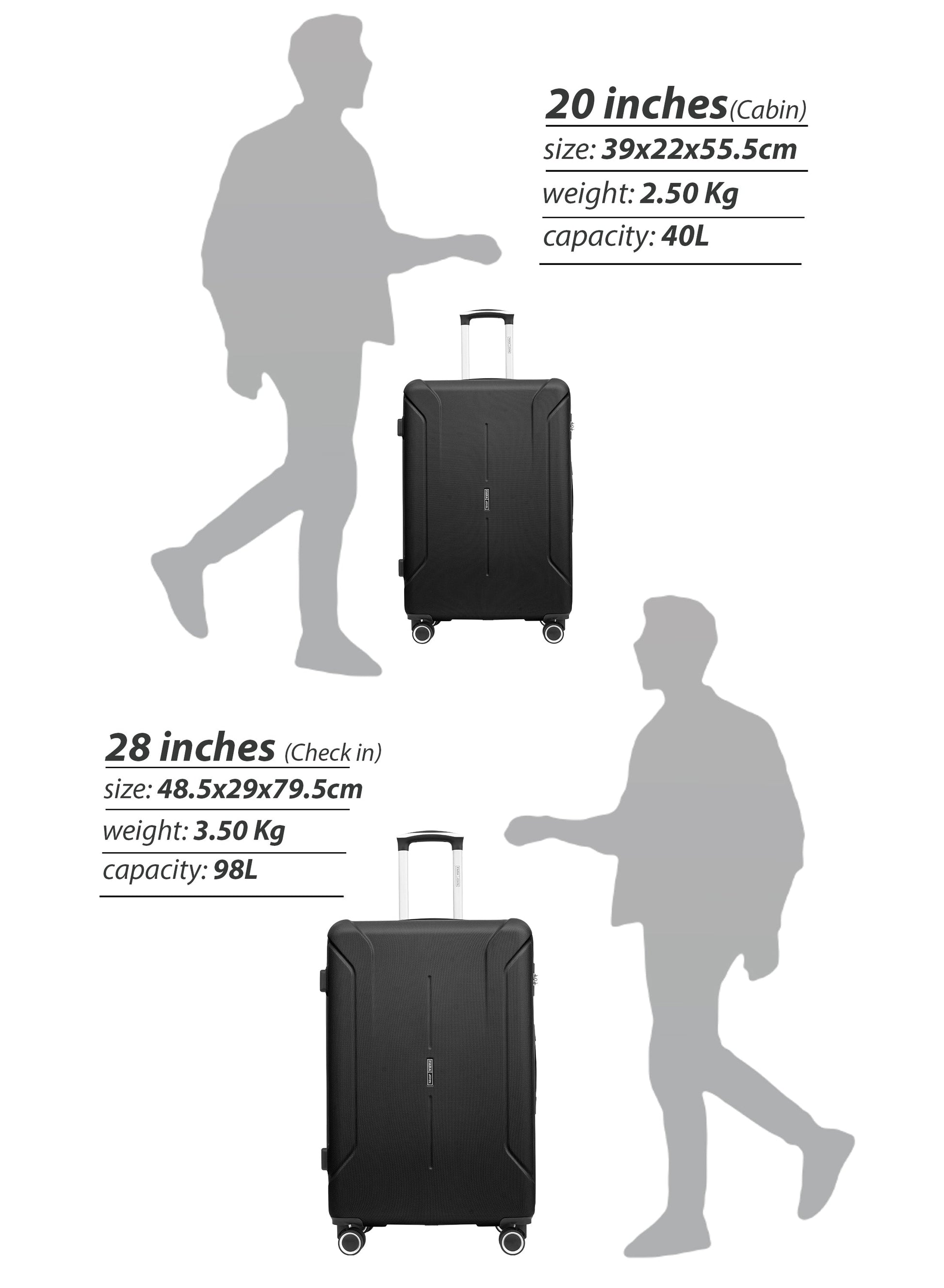Parajohn Crista Series Set of 2 Luggage | Lightweight Small 10KG & Large 30KG ABS 8 Wheels Trolley Hardsided Travel Suitcase  PARAJOHN UAE