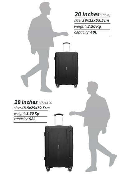 Parajohn Crista Series Set of 2 Luggage | Lightweight Small 10KG & Large 30KG ABS 8 Wheels Trolley Hardsided Travel Suitcase  PARAJOHN UAE